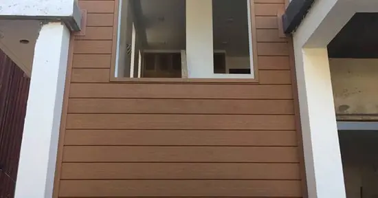 Redwood WPC exterior siding installation