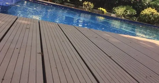 Grooved composite decking texture poolside outdoor flooring