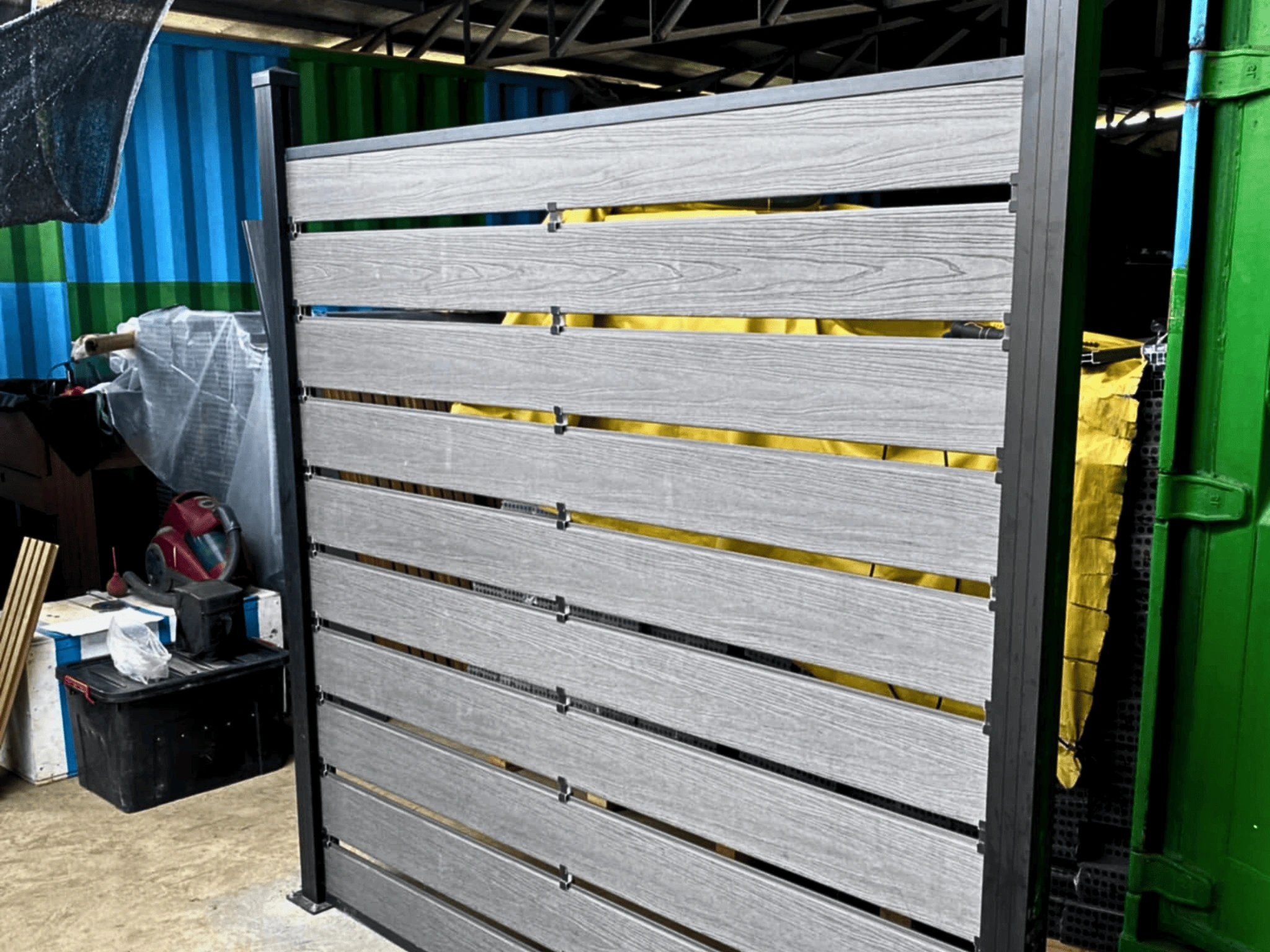 Silver grey WPC fence panel sample composite